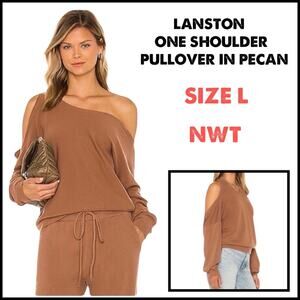 #T41 Lanston One Shoulder Pullover in Pecan SZ L $139